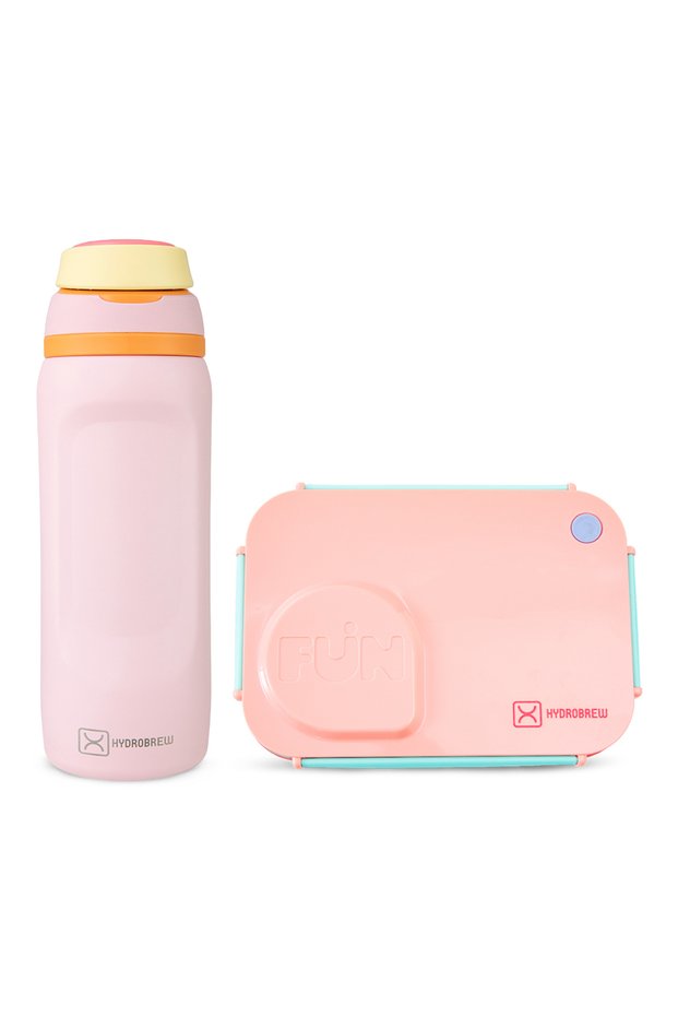 Steel Core Lunch Box 750ml w/ Food Jar & Sip Switch Water Bottle 1000ml | Stainless Steel Leakproof Meal Box – Pink Sorbet