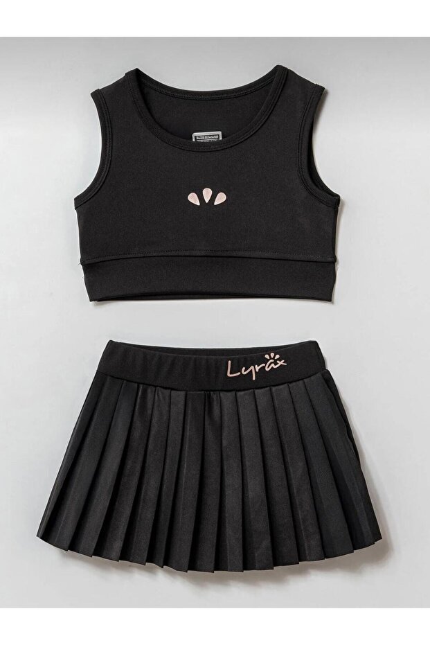 Girl's Pleated Black Swimsuit 26602