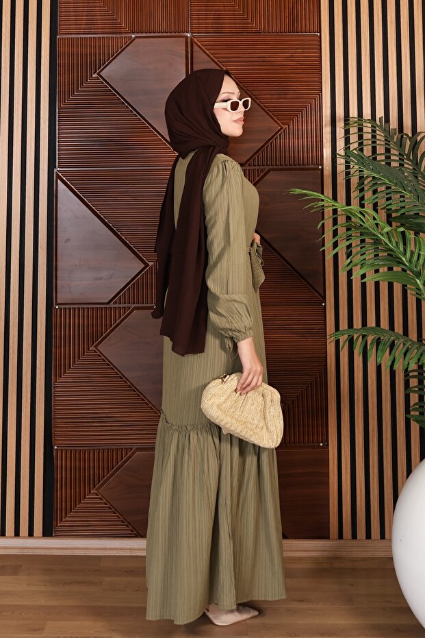 Lara Buttoned Belted Dress - 5
