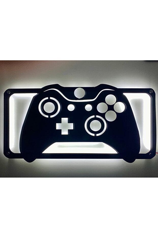 Işıklı Oyun Kolu LED Tablo | Gaming Odası Duvar Dekoru | MDF Aydınlatmalı Konsol Joystick Tablosu Yayıncı Köşesi - 2
