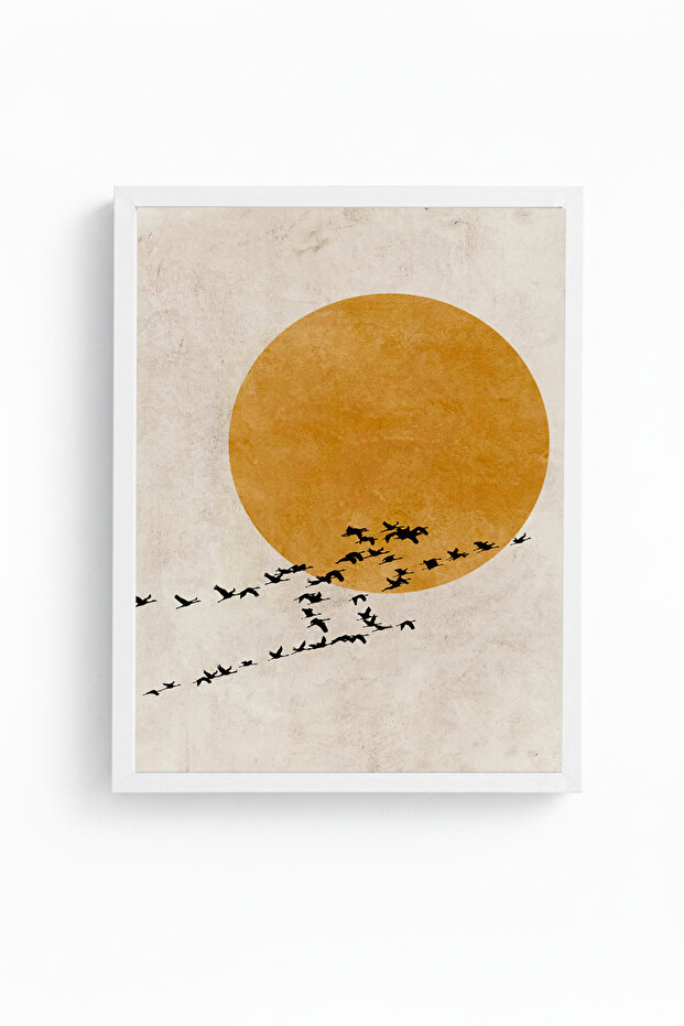 White Wooden Framed Abstract Painting I Huhu1276