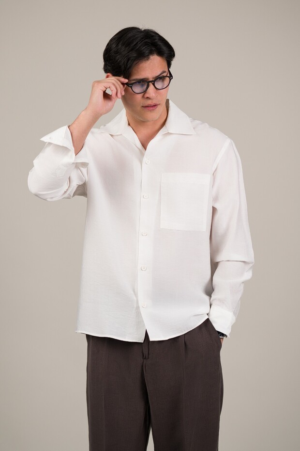 Oversize Lyocell Fabric Loose Cut Summer Shirt with Pockets