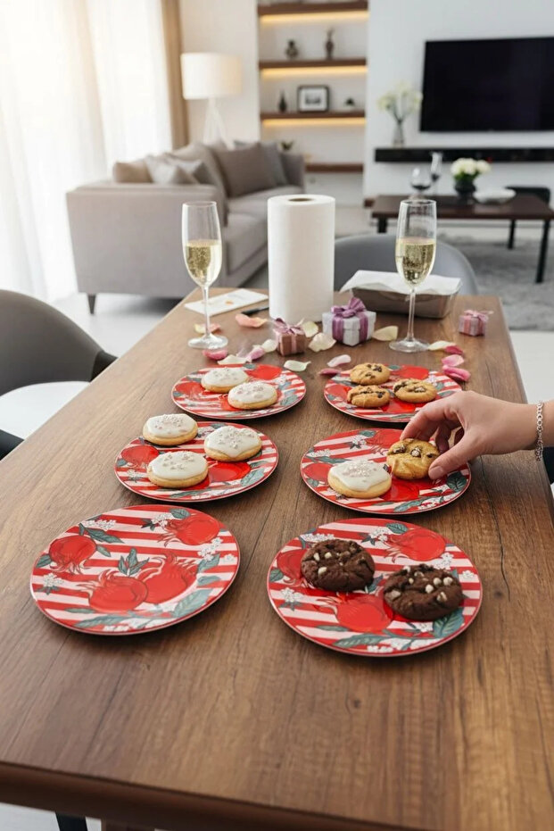 Narlı 6-Piece Porcelain 20cm Cake Plate Set | Dessert and Cake Presentation Plate 20 cm