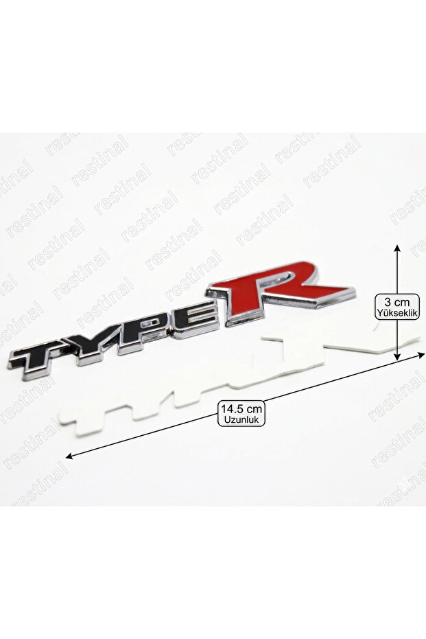 Type R Emblem Trunk Fender Logo Badge Chrome 14.5 cm X 3 cm Compatible Quality Volkswagen Type R Universal Type R Badge