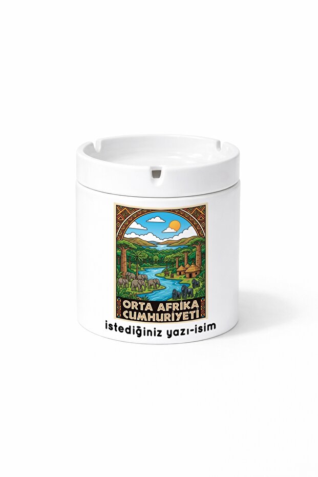 Central African Republic-Yazisi-Olan-Bir-City Printed Ashtray Ashtray Gift