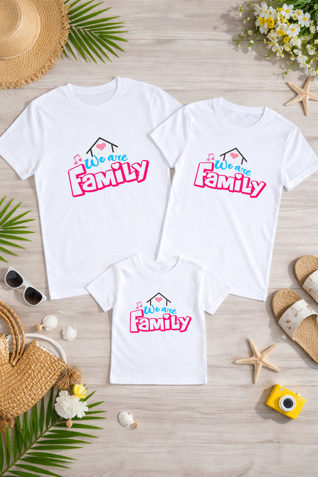 Mother Father Child Combination T-Shirt Cotton Oversize Family Combination T-Shirt (Products Sold Individually)
