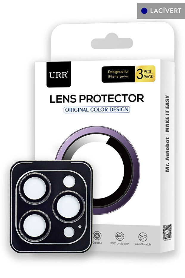Urr iPhone 15 Pro Max 3D Pvd Dioxide Camera Lens Protector - Navy Blue