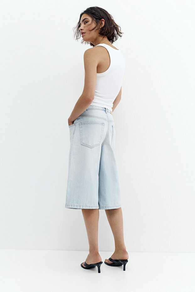 Düşük bel denim şort - 2
