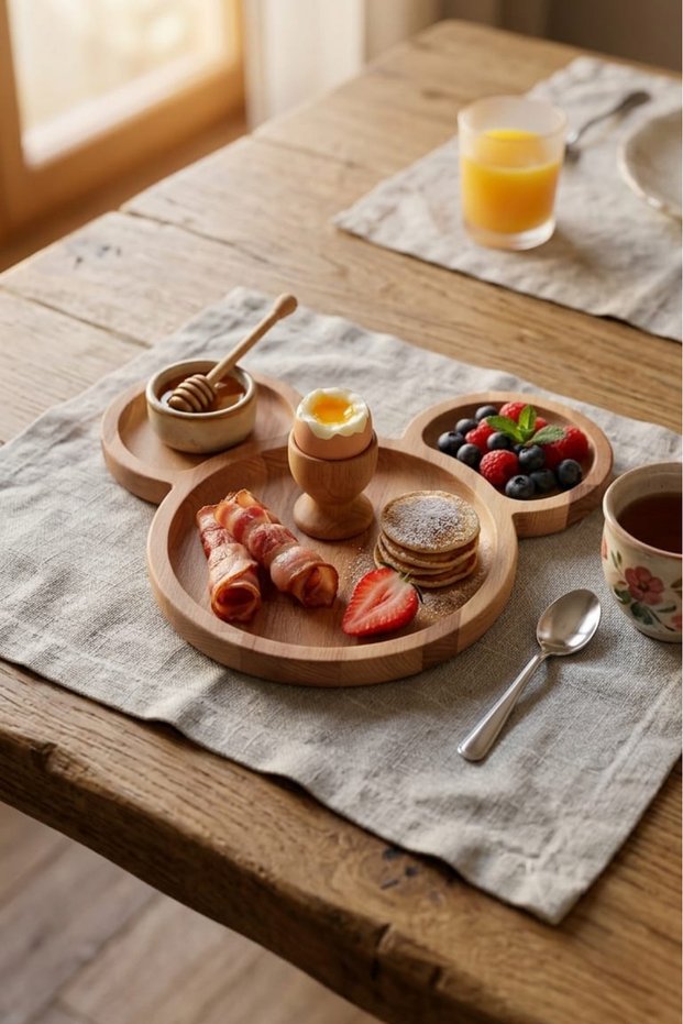 Wooden Presentation Tray Breakfast and Snack Plate