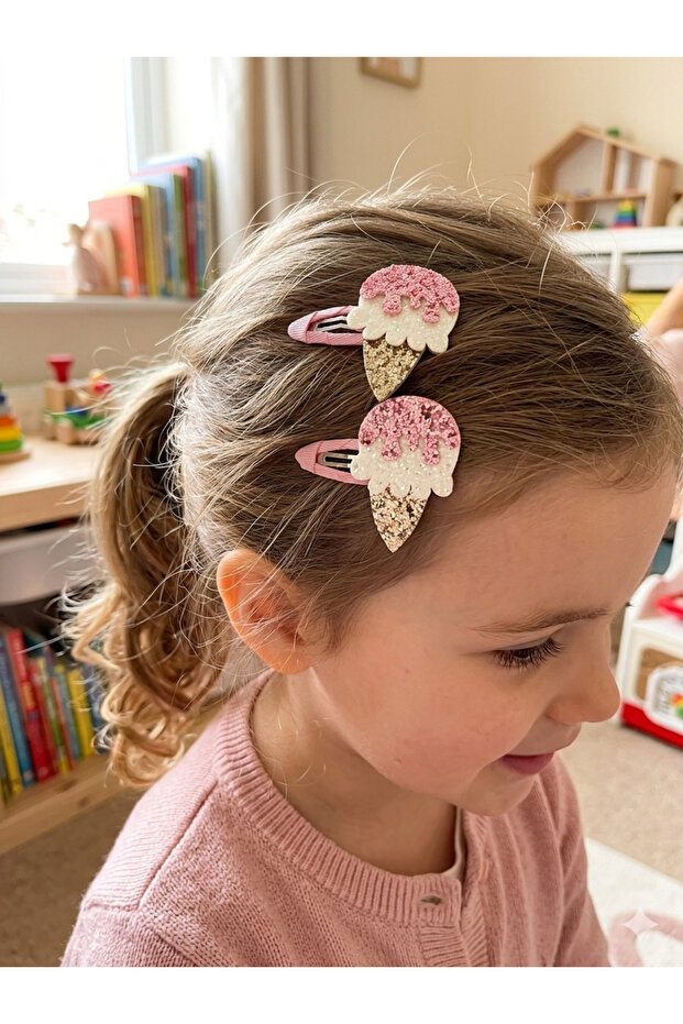Girl's Ice Cream Snap Buckle Set of 2