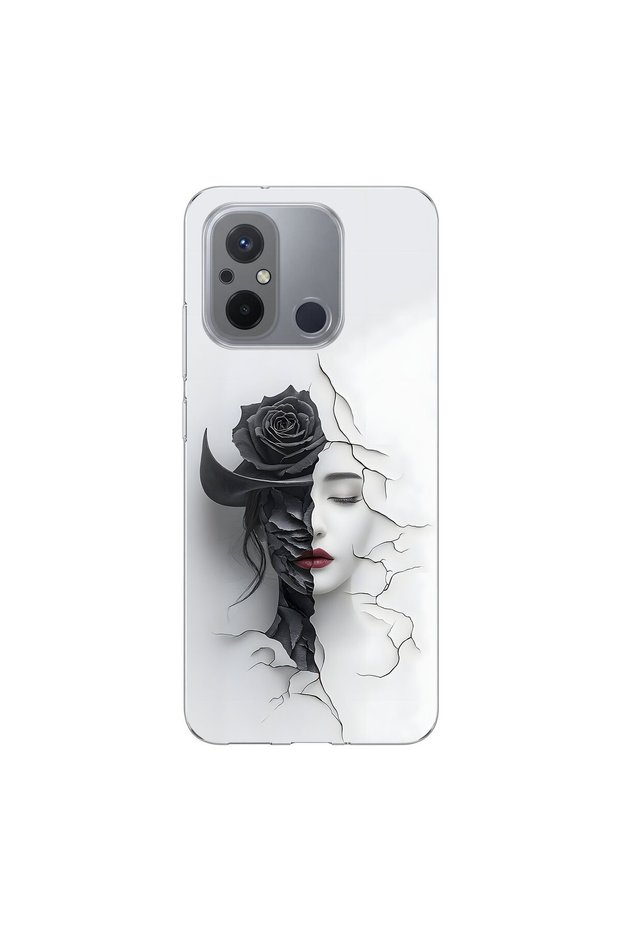 Redmi 12C Compatible Aesthetic Face 4 Design Transparent Case