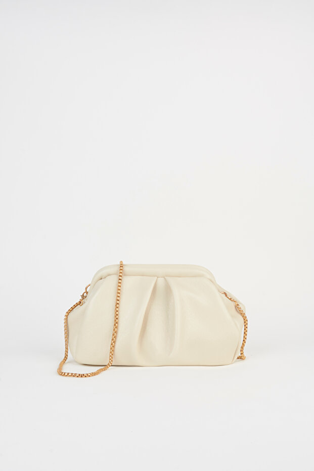 Women's Orchid Cream Lined Handbag and Shoulder Bag with Removable Chain Strap