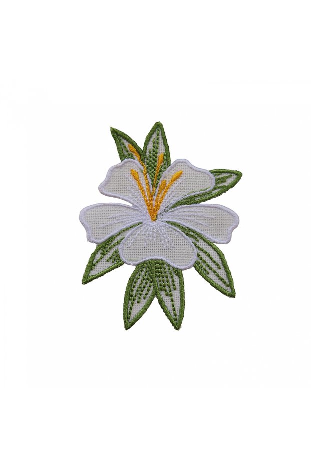 Design Your Own - Modular Lily Embroidered Brooch with Snap Fasteners (2 Pieces 70X90Mm)
