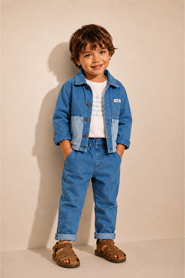 Jean Shirt Pants Blue Baby Boy 3-Piece Set