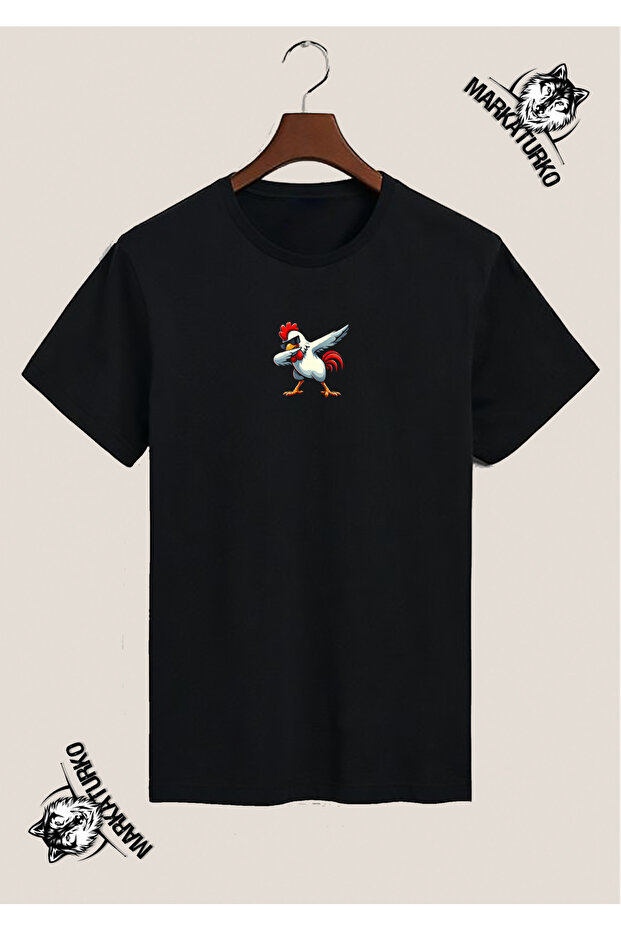 Cool Chicken Special Design Mini Printed Black T-Shirt