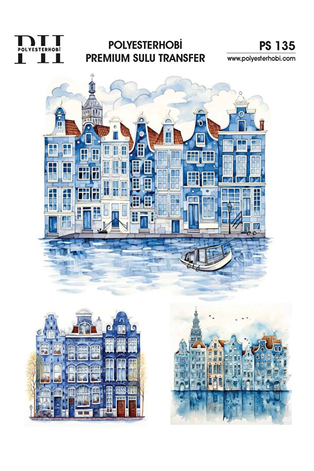Premium Sulu Transfer 25X35 cm Blue Blanc Patterned Ps 135