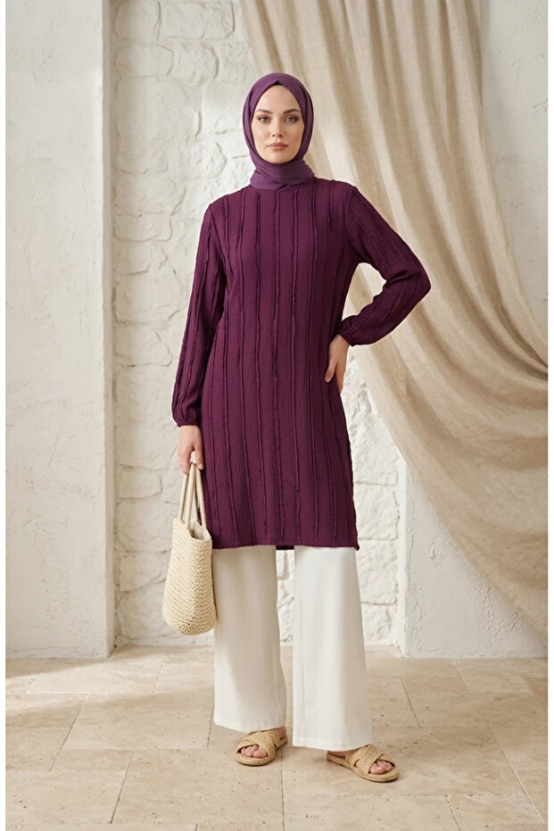 Ruffle Detailed Tunic 0553-03 Plum