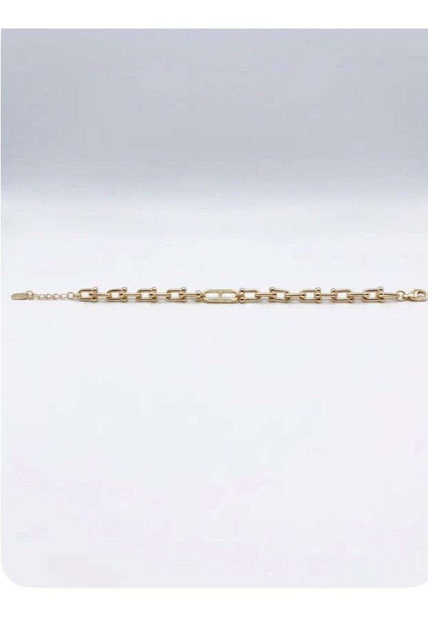 Gold Color Zircon Stone Women's Steel Bracelet