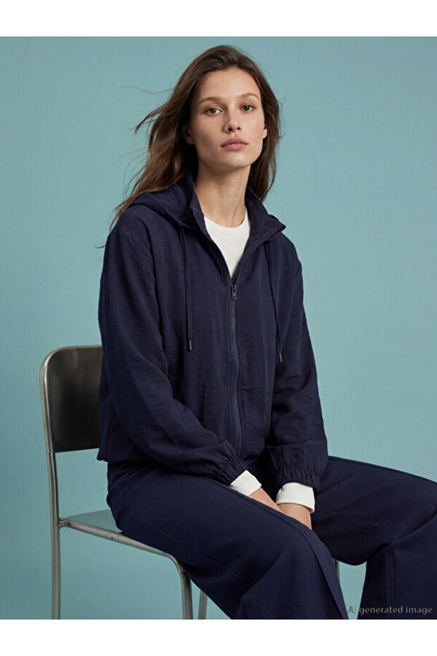 Hooded women's zippered tunic