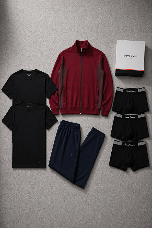 Men's Dowry Set Claret Red Licensed Boxed 6-Piece Tracksuit Groom Set