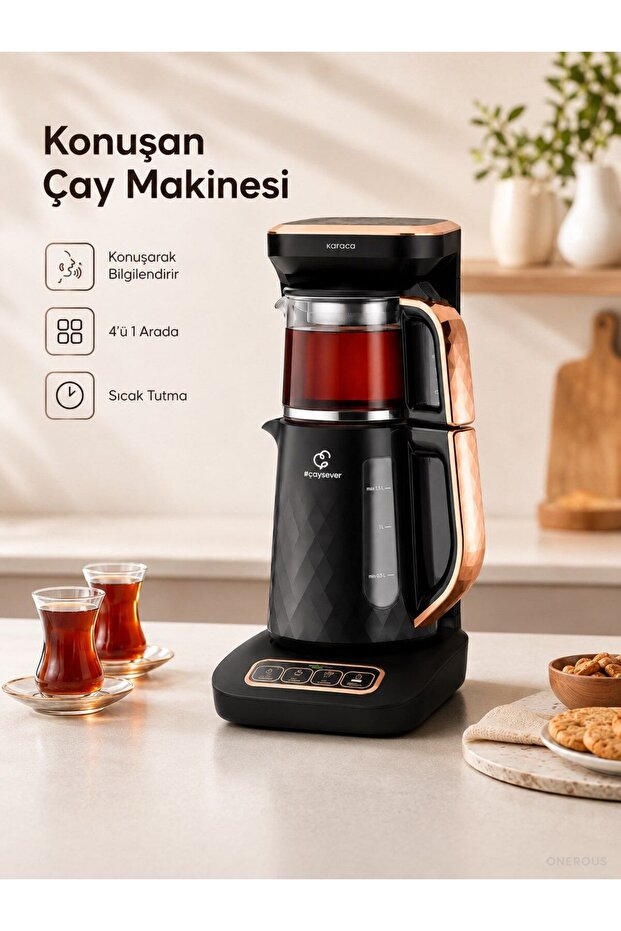 Smart Electric Tea Maker Glass Teapot Automatic Tea Brewing Talking Tea Maker with 4 Functions