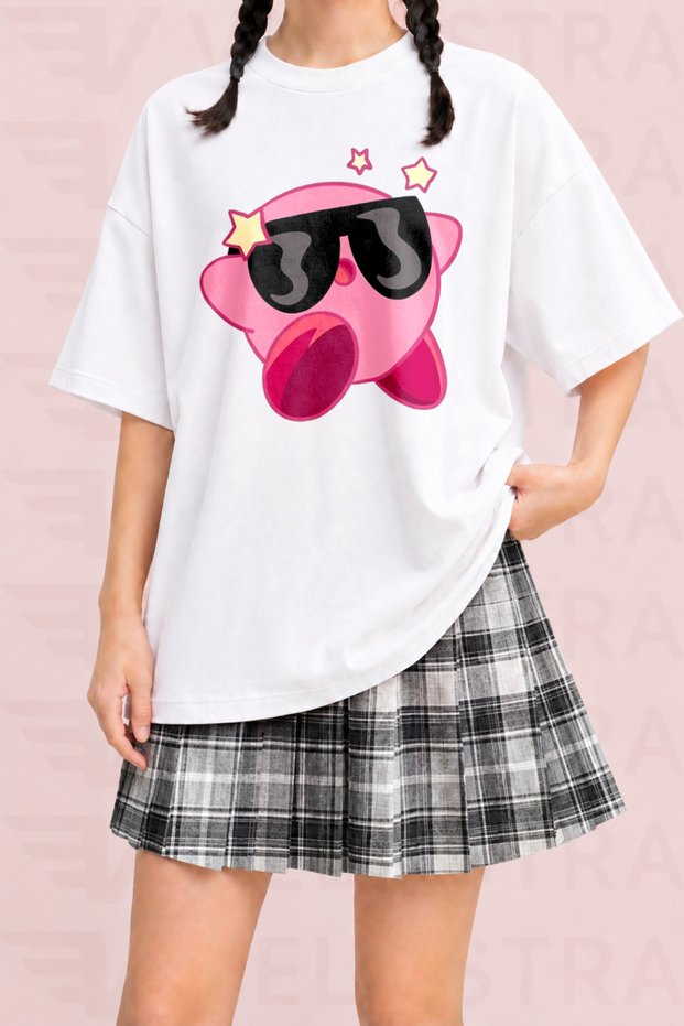 Women's Cute Character Printed Oversize Crew Neck Cotton Casual Combed Cotton T-Shirt