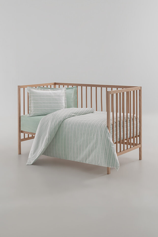 Lupus Printed 100% Cotton Baby Duvet Cover Set - Sage