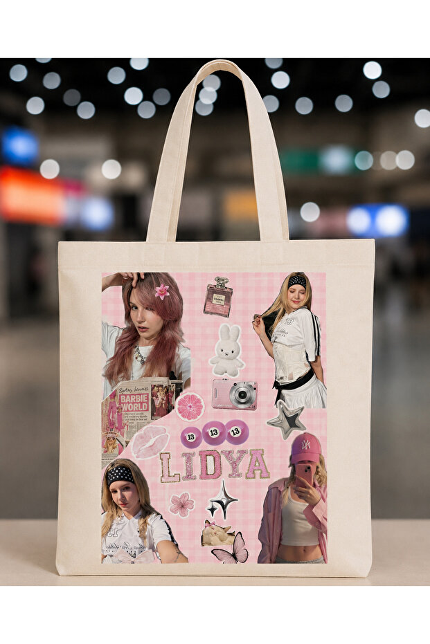 Li̇dya Printed Cloth Bag – Canvas Daily Use Shoulder and Shopping Bag 👜