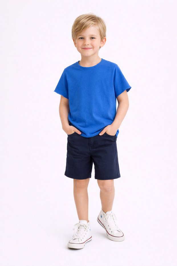 Boys and Girls Ripped Detailed Plain Short Sleeve Summer T-Shirt