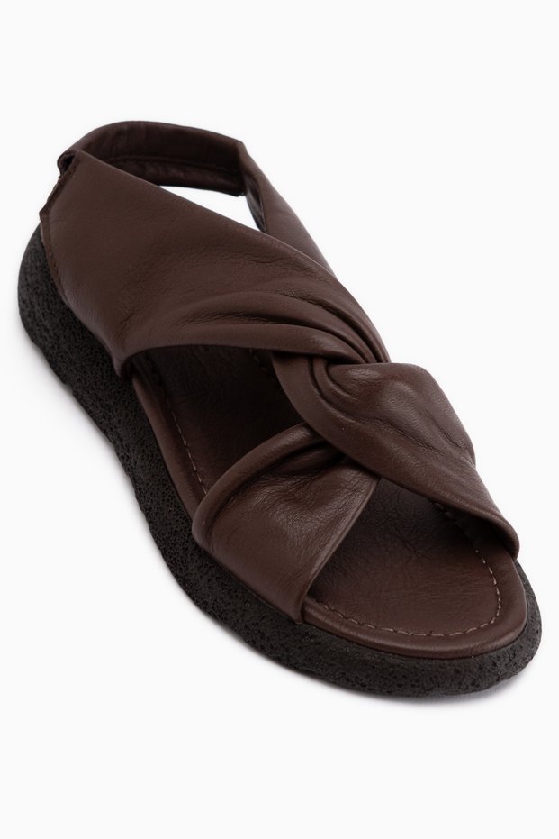 Jennie Genuine Leather Brown Cross-Strap Women's Sandals
