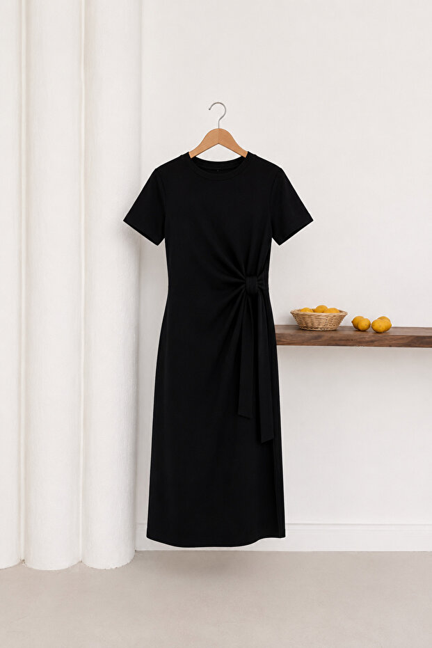 Women's Efil Efil Modal Fabric Side Tie Detailed Midi Dress