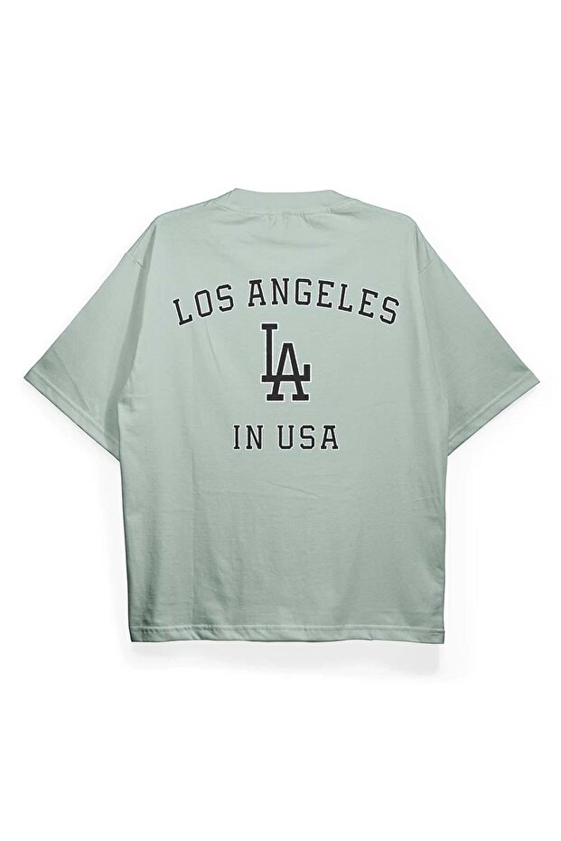 تي شيرت T2026 LA لوس أنجلوس كبير الحجم مطبوع عليه عبارة Los Angeles