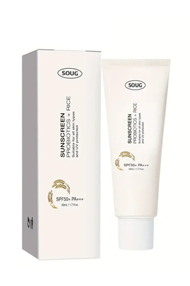 Sunscreen Cream with Probiotics and Rice, SPF50+ PA+++, Non Greasy Texture, All Skin Types, Moisturising, 50ml