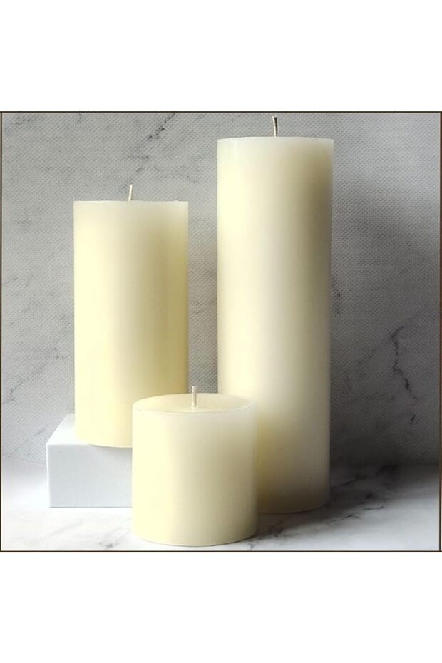 SIHIIYA LIFE Set of 3 Ivory Pillar Candles | Unscented & Dripless Candles for Decor