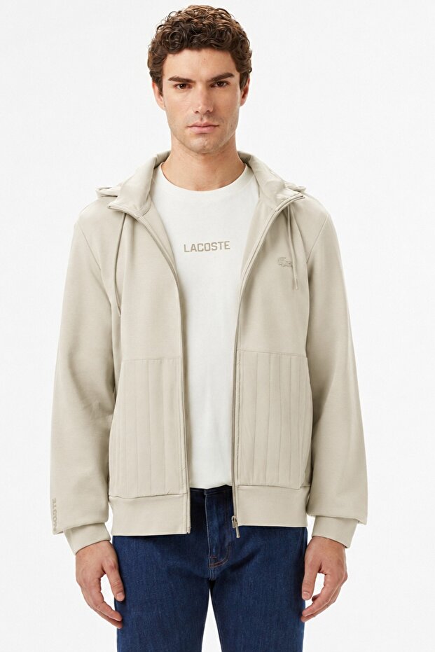 Men's Regular Fit Mens Sweatshirt Removable Hooded Cotton Men's Sweatshirt Beige