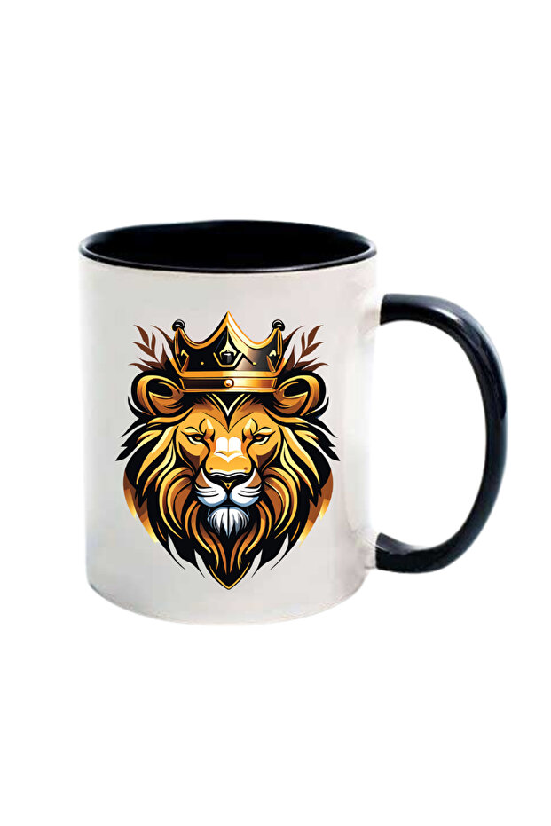 (Yellow-Red) Special Design Graphic Printed Mug with Lion Figure – Power and Leadership Series