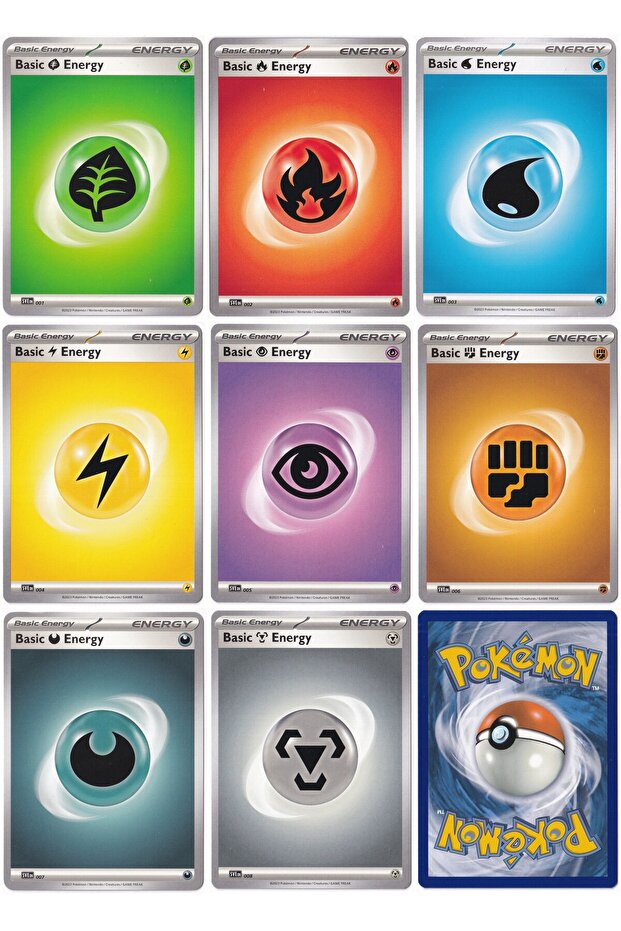 Tcg – Scarlet & Violet (Sve 001-008) Original Complete 8-Piece "Basic Energy" Card Set