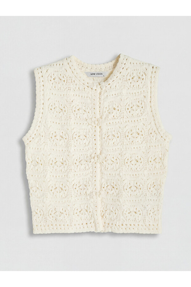 Esvab • Modern & Distinctive Zero Roba Collar Openwork Women's Knitwear Vest