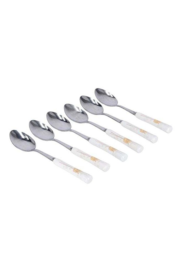 6-Piece Tea Spoon Set White/Yellow/Silver