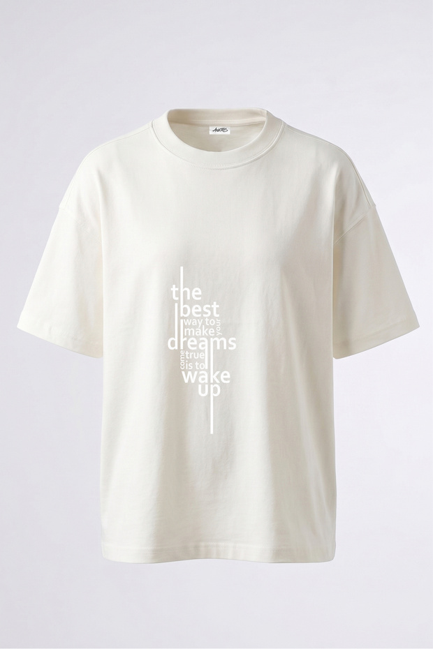 Motivational Design Back Printed Cotton White Oversize T-Shirt