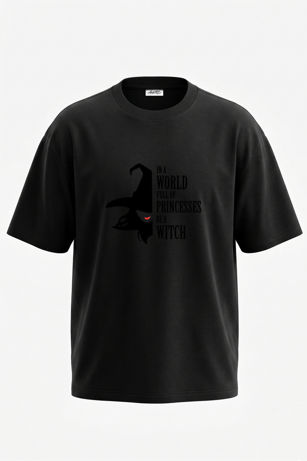 Gorsel_1 Clean Design Back Printed Cotton Black Oversize T-Shirt