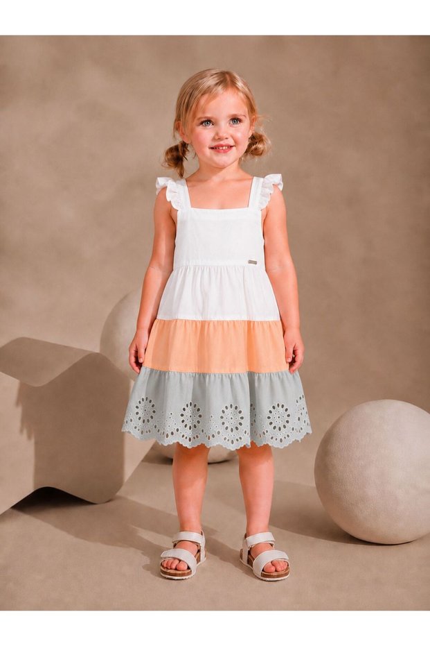 Girl's Scallop Detailed 100% Cotton Dress