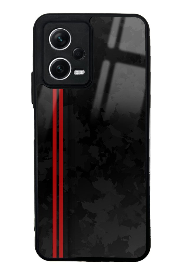 حافظة هاتف Xiaomi Redmi Note 12 5G بتصميم لامع باللون الأحمر