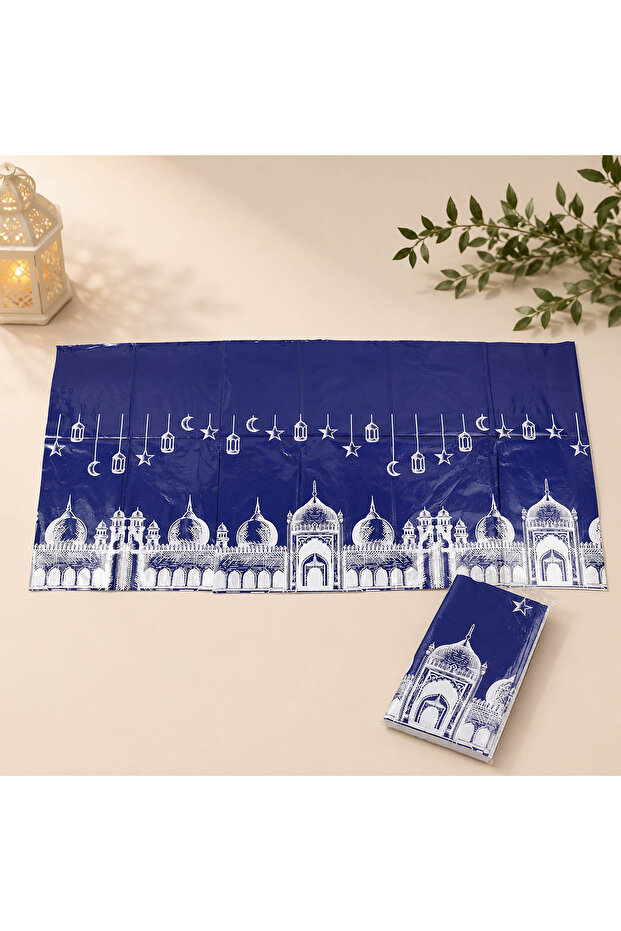 مفرش طاولة رمضان مزخرف بالمسجد والهلال