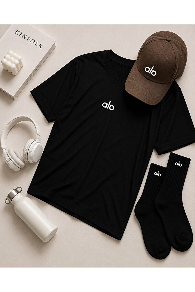 Women's Embroidered Oversize T-Shirt, Hat, Socks Premium Set of 3