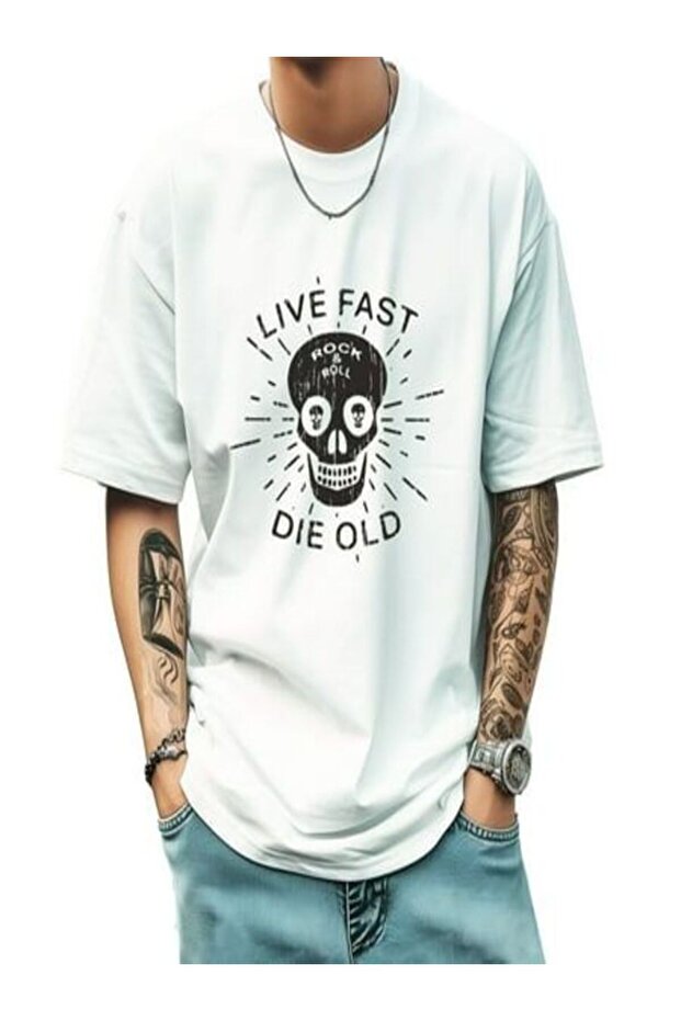 Oversized Printed white t-shirt