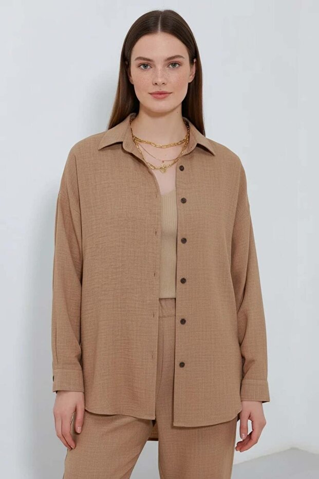 Women's Oversize Viscose Camel Set