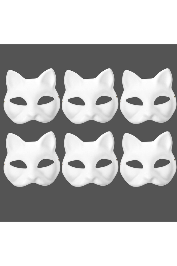 Set of 6 Cat Masks – Paintable Kids Masks – Fun Hobby Kit for Birthdays, Parties, and School Events