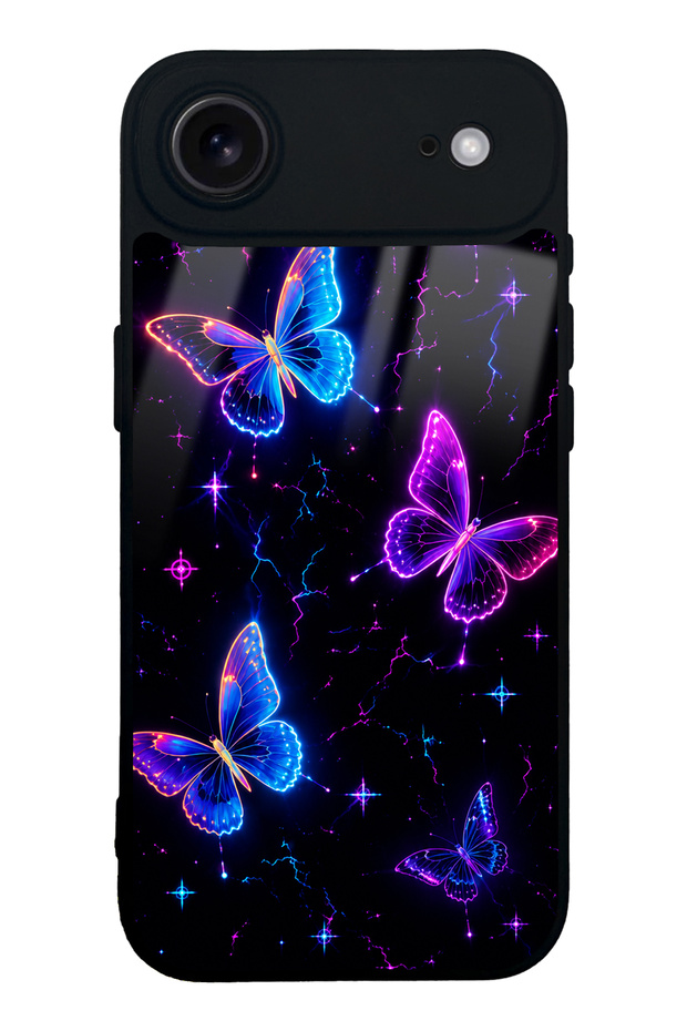 iPhone 17 Air Neon Butterfly Dream Design Glossy Phone Case
