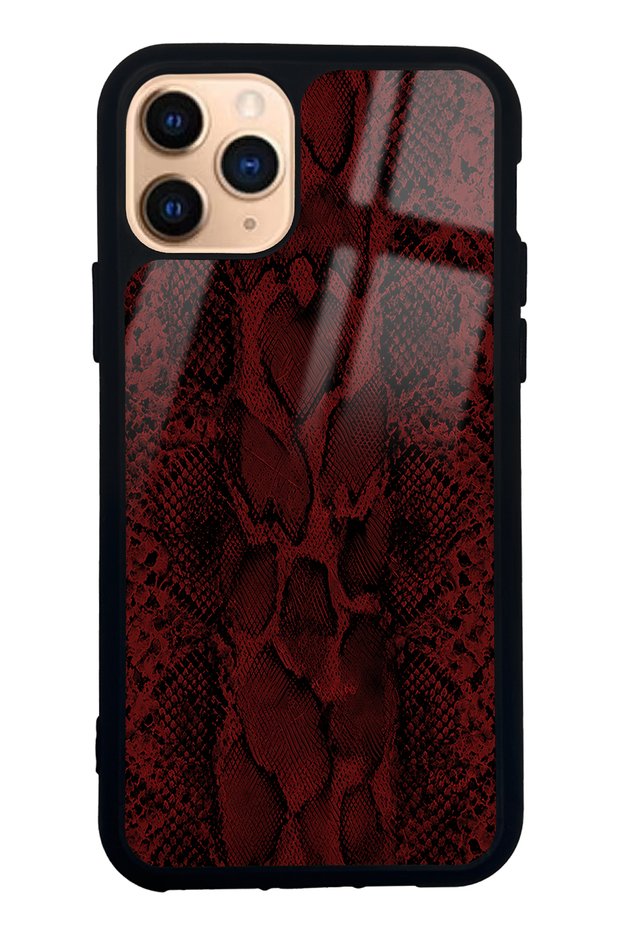 iPhone 11 Pro Red Leather Design Glossy Phone Case